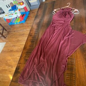 Elegant Burgundy Halter Maxi Dress